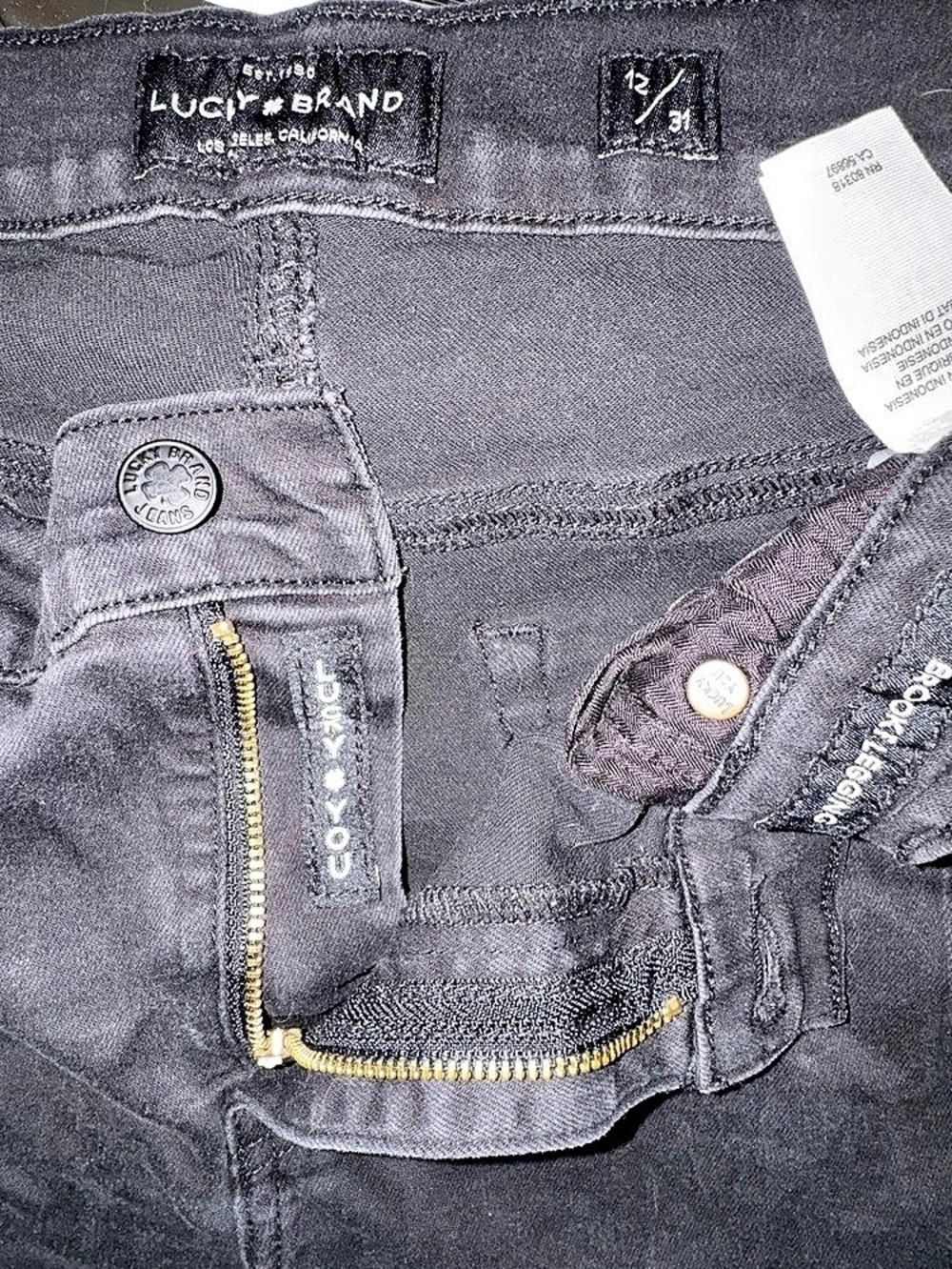 Lucky Brand Suki Mid Rise Skinny Jeans Black Waist 31 Sz 12